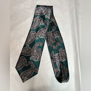 David Taylor Green and Red Paisley Silk Tie